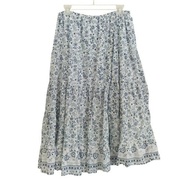 Ellos Plus Size Cotton Floral Long Skirt New Without Tags Size 14W Elastic Waist - Picture 5 of 7